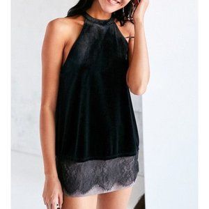 Kimchi Blue Black Velvet Halter Top